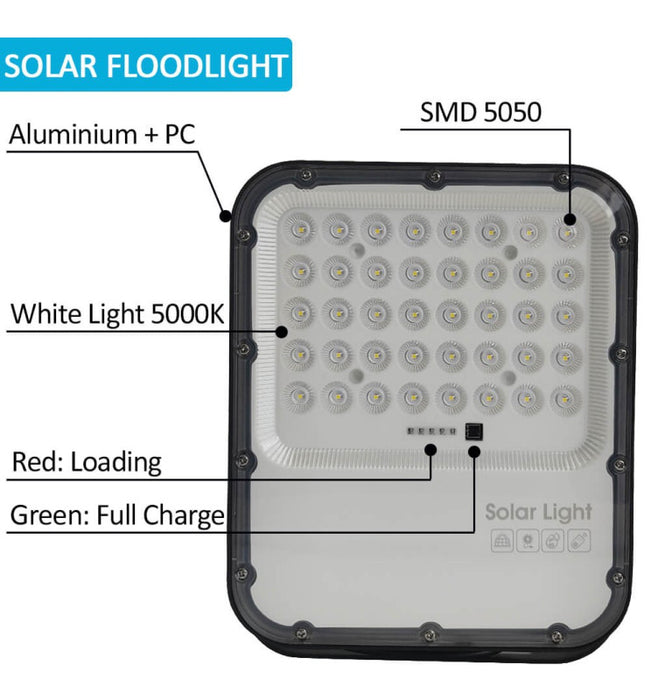 50W ORION Solar LED Floodlight with charge indicator 5000K - light