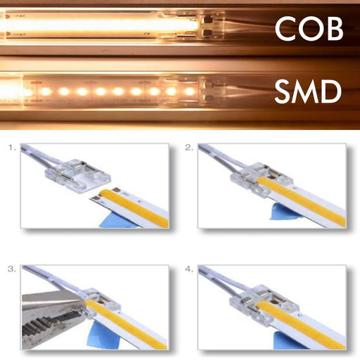 Transparent connector for COB and SMD LED strips 10mm - LED