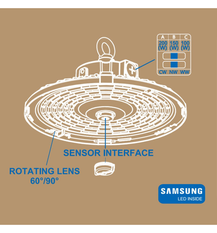 100W 150W 200W Dimmable FRANCE LED UFO High Bay with SAMSUNG Chip 3 CCT - STANDARD 20-30 Days delivery - LED high bay