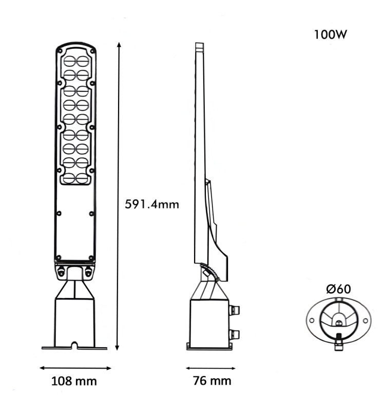 100W AREA FLEX Street Lights with OSRAM Chip 4000K - Landscape Pathway Lighting - Street Lights