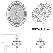 100W Dimmable ITALY LED UFO High Bay with PHILIPS Driver 6000K - LED high bay