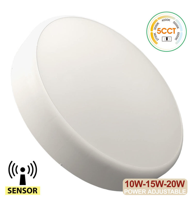 10W 15W 20W LED Ceiling Light with Radar Motion Sensor 5 CCT - Ceiling Light Fixtures - Bulkheads
