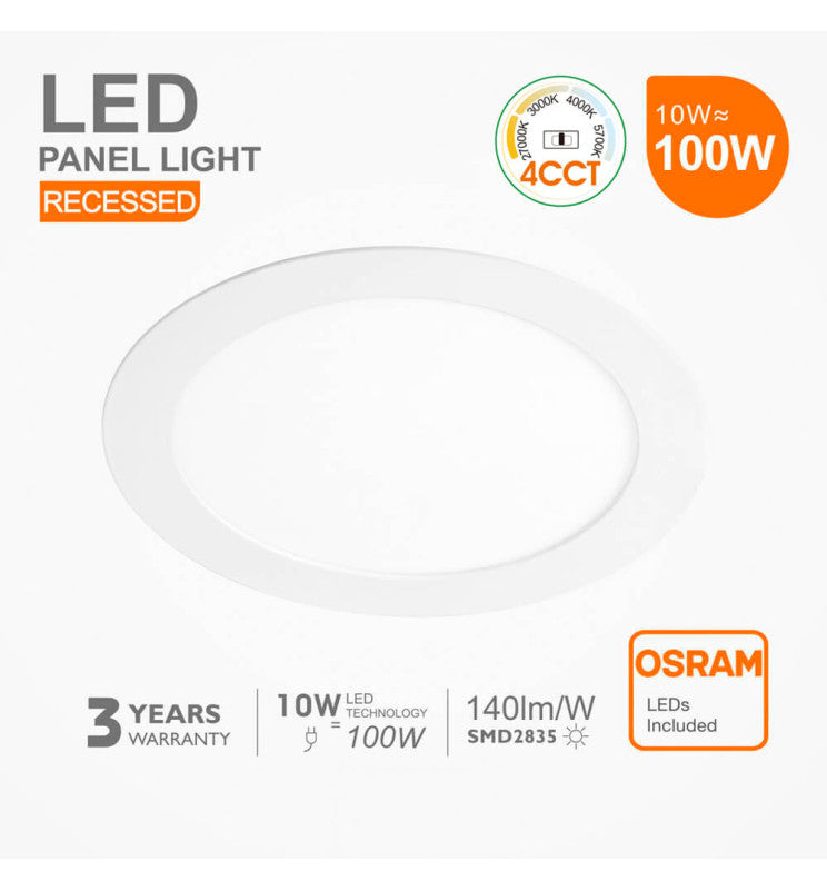 10W Round Slim LED Downlight with OSRAM Chip 4CCT