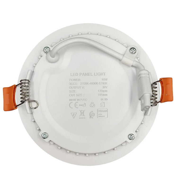 10W Round Slim LED Downlight with OSRAM Chip 3CCT Cut-out 108mm - Panels