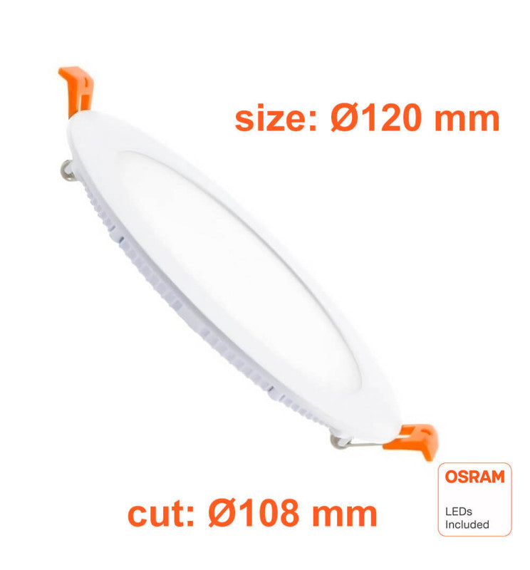 10W Round Slim LED Downlight with OSRAM Chip 3CCT Cut-out 108mm - Panels