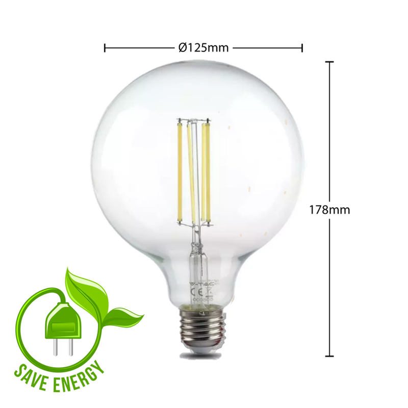12.5W G125 E27 LED Filament Bulb 4000K - E27 Retro