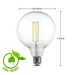 12.5W Filament G125 LED Bulb Clear Glass 4000K - E27 Retro