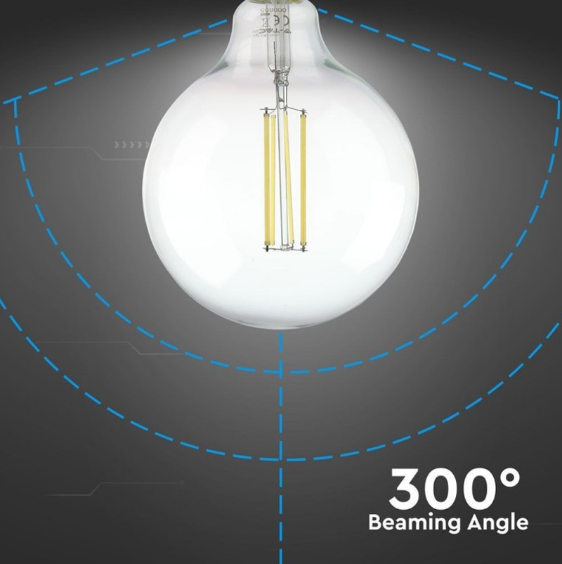 12.5W G125 E25 LED Filament Bulb Clear Glass 2200K - E27 Retro