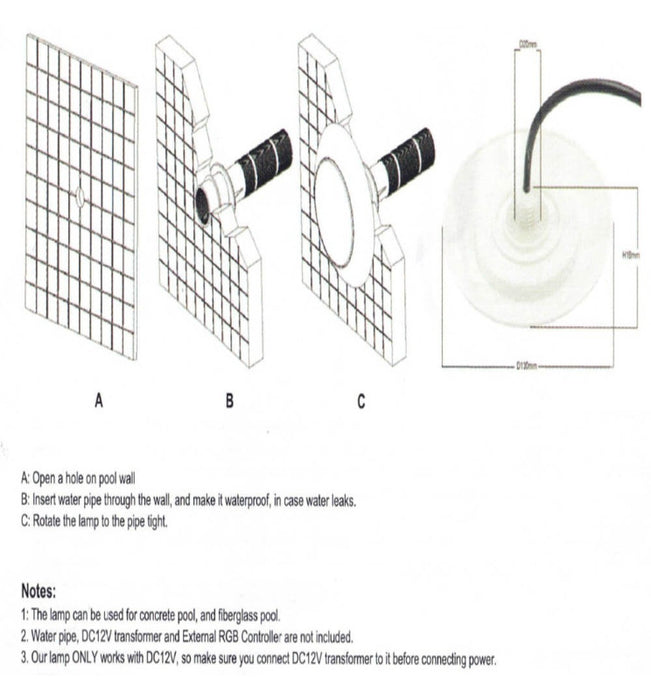 12W RGB  Underwater LED Light IP68 12V DC