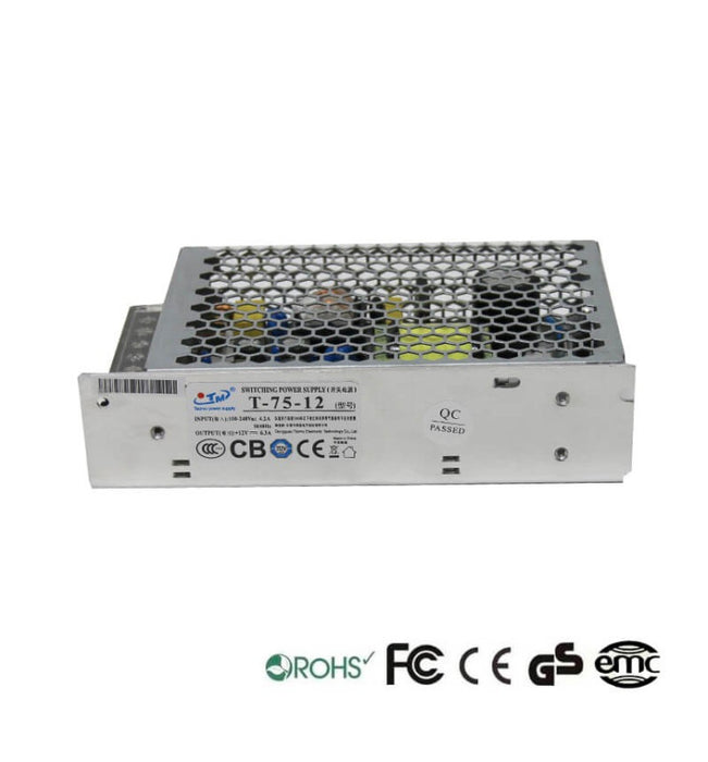 12V 75W 6.3A Power Supply - Aluminum IP20