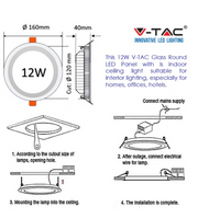 12W Ultra Slim Round LED Panel Glass 4000K - LED Panel