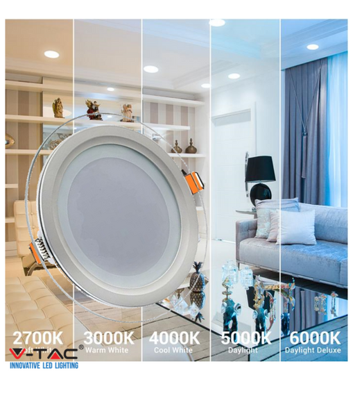 12W Round LED Glass Panel 6400K - LED Panel