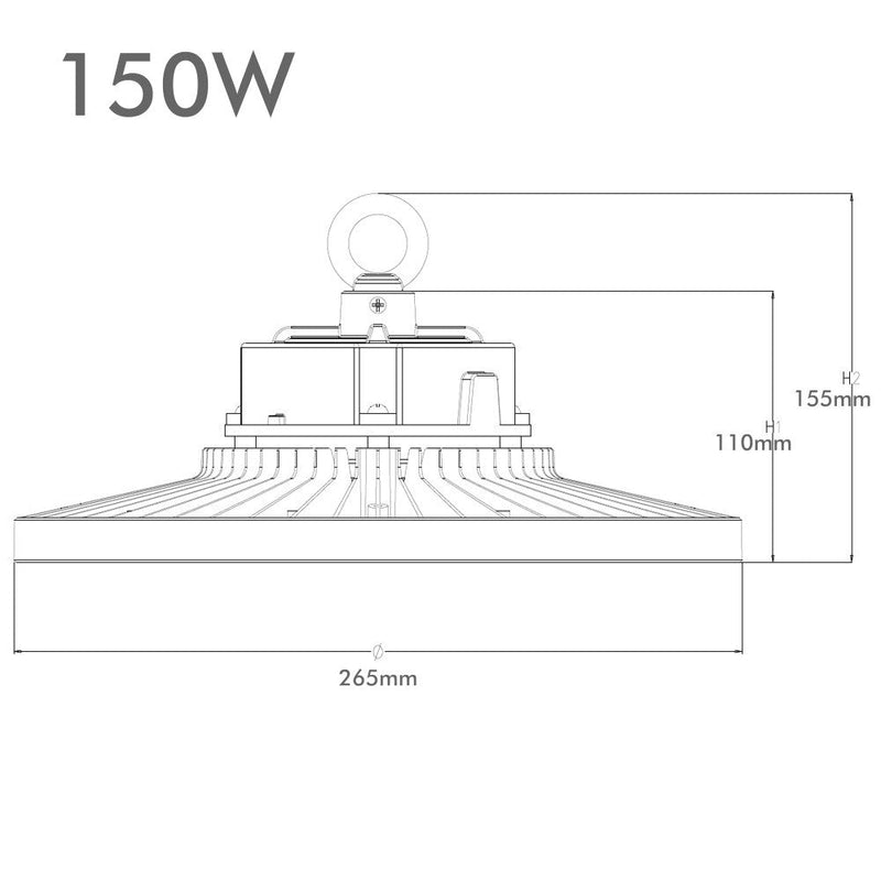 150W Dimmable SHARK LED UFO High Bay 4000K - LED high bay