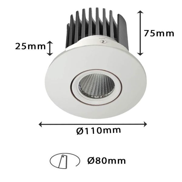 15W Round LED Adjustable Downlight White 4000K - LED Downlight