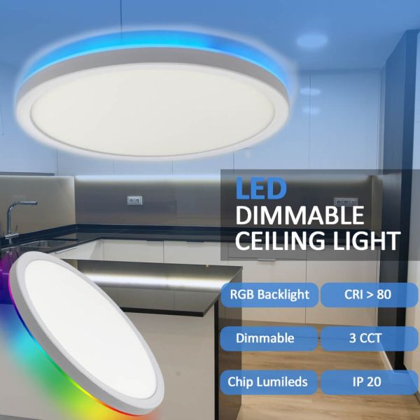 18W LED Ceiling Light RGB+CCT with Remote Control