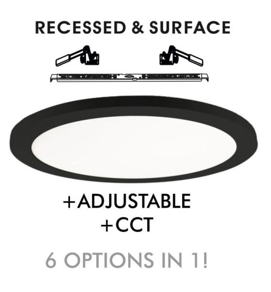 18W Recessed or Surface Mounted ASKIM LED Downlight in Black 3 CCT