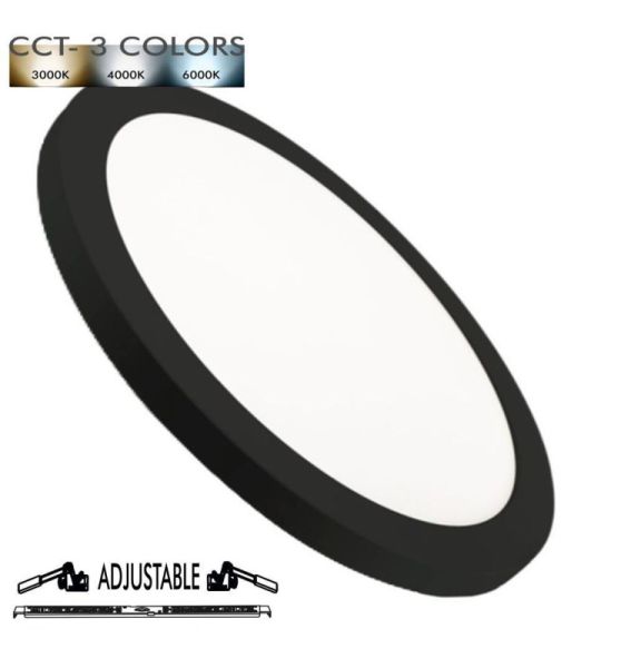 18W Recessed or Surface Mounted ASKIM LED Downlight in Black 3 CCT