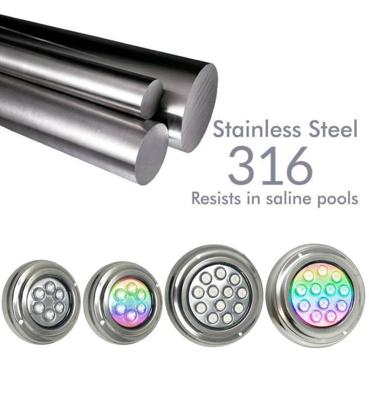 18W Underwater LED Light 12V DC IP68 Stainless Steel RGB - Floating & Submersible Lights - Floodlights