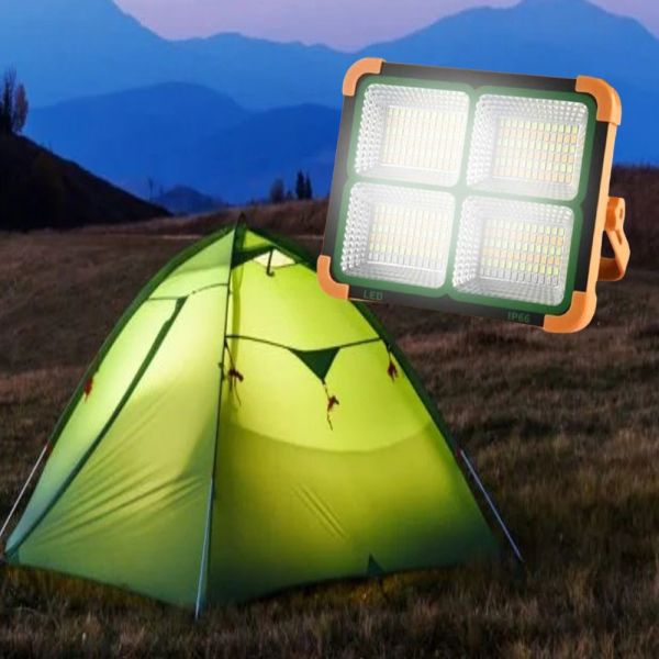 200W Portable Solar LED Floodlight with Power Bank and Rechargeable USB - Solar LED light