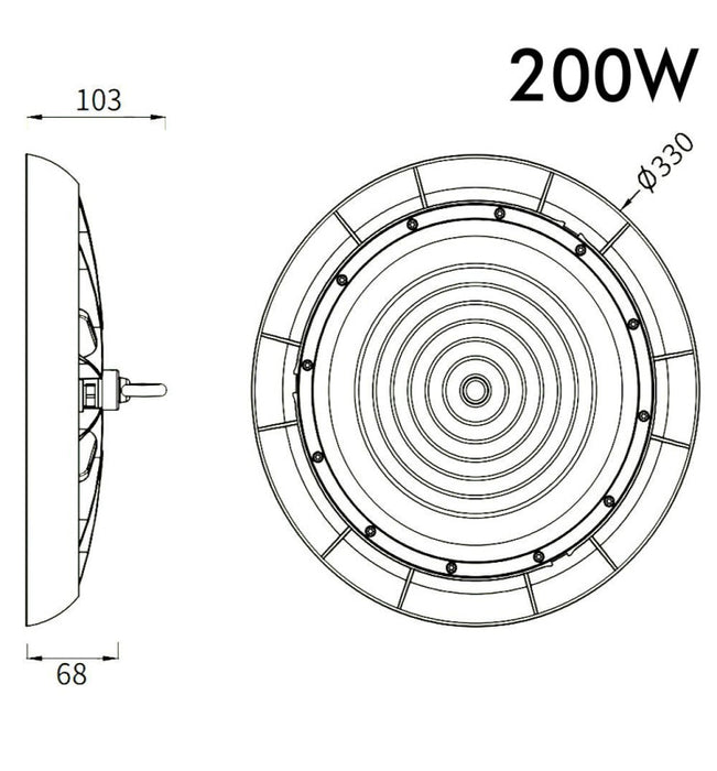 200W TITAN LED UFO High Bay Light - 5700K - LED high bay