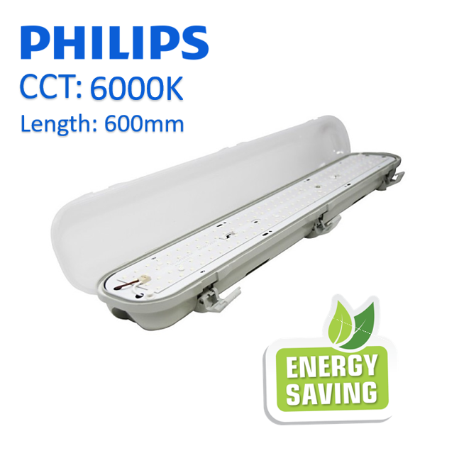 20W LED Tri-Proof Batten 600mm with PHILIPS driver and CCT 6000K - LED