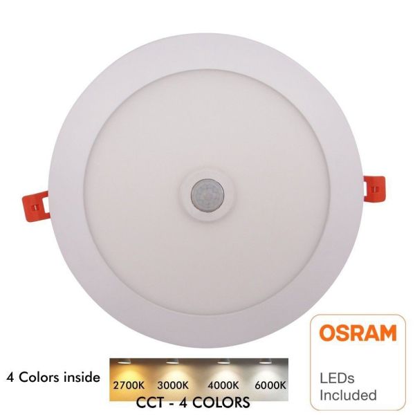 24W to 18W Selectable power Round LED Downlight with Motion Sensor CCT - ceiling lighting