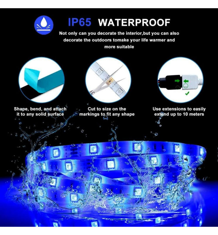 24W Dimmable Smart WiFi LED Strip 5m 12V with Remote Control - LED Strip