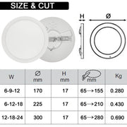 24W-18W-12W Circular LED Ceiling Light NEW MOSS 3CCT IP44 - Ceiling Light Fixtures - Downlights