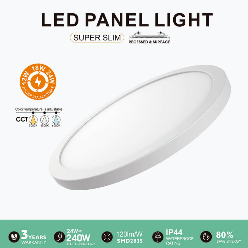 24W-18W-12W Circular LED Ceiling Light NEW MOSS 3CCT IP44 - Ceiling Light Fixtures - Downlights