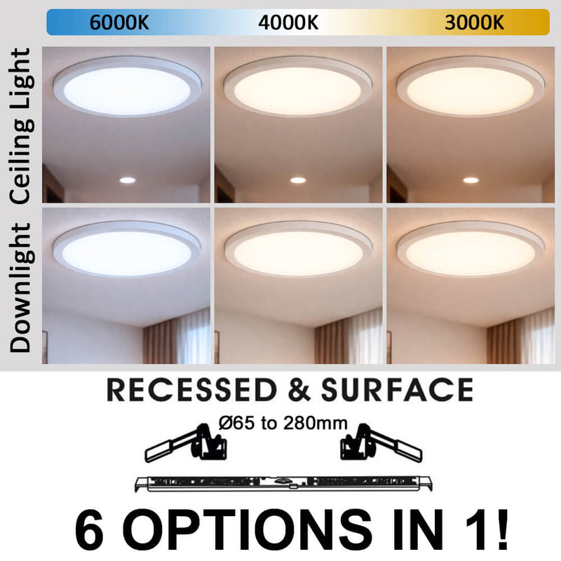 24W-18W-12W Circular LED Ceiling Light NEW MOSS 3CCT IP44 - Ceiling Light Fixtures - Downlights