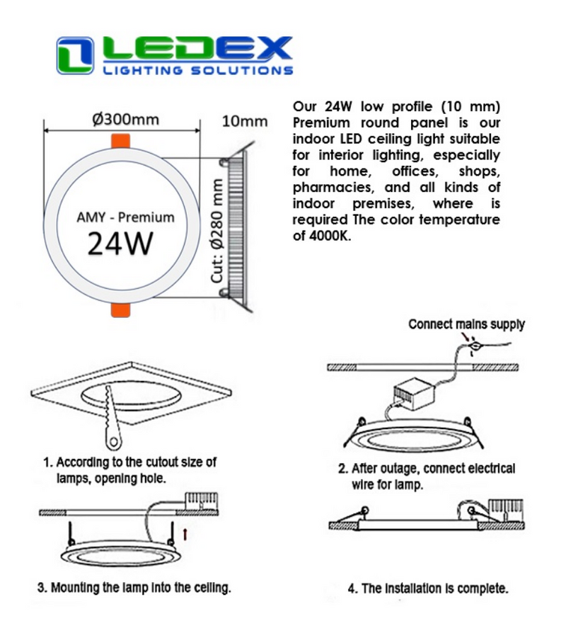 24W Round AMY LED Panel 4000K - LED Panel