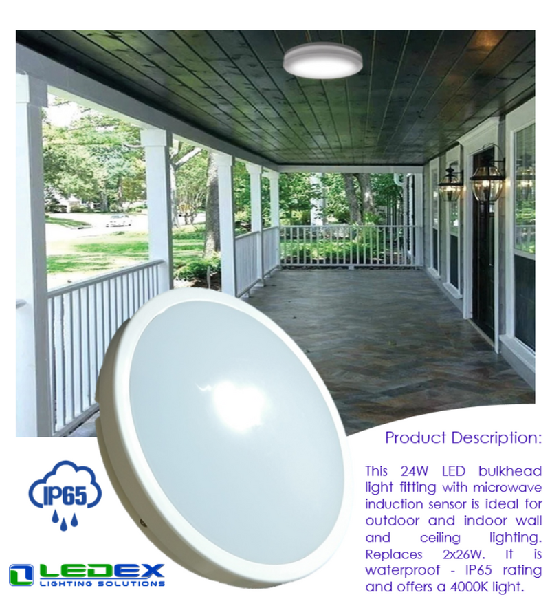 24W LED Bulkhead 6000K - Bulkhead