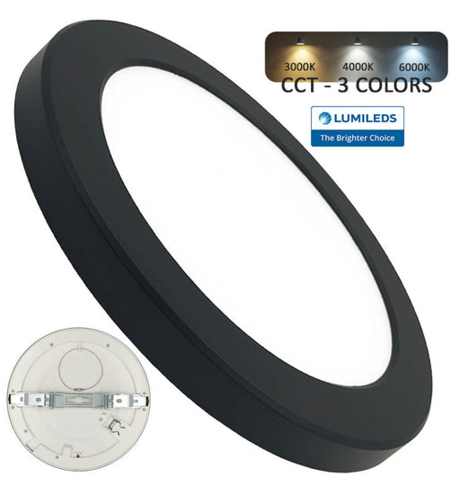 24W Round MOSS LED Ceiling Light BLACK with Adjustable Cut Out 3 CCT - Ceiling Light Fixtures - Panels