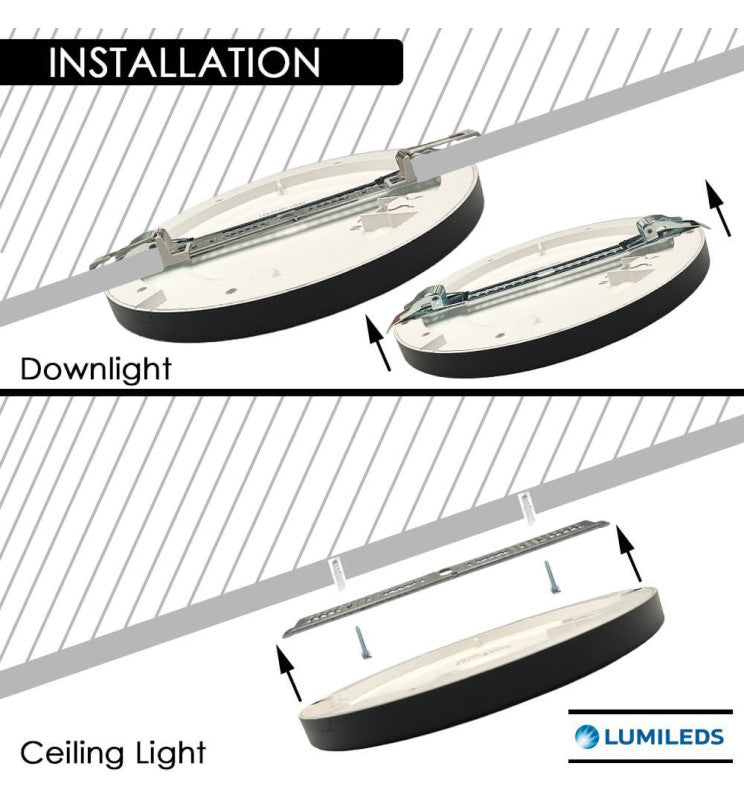 24W Round MOSS LED Ceiling Light BLACK with Adjustable Cut Out 3 CCT - Ceiling Light Fixtures - Panels
