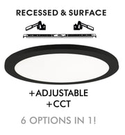 24W Round MOSS LED Ceiling Light BLACK with Adjustable Cut Out 3 CCT - Ceiling Light Fixtures - Panels