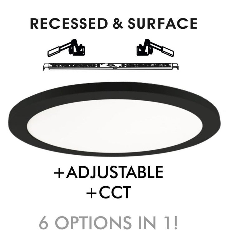 24W Round MOSS LED Ceiling Light BLACK with Adjustable Cut Out 3 CCT - Ceiling Light Fixtures - Panels