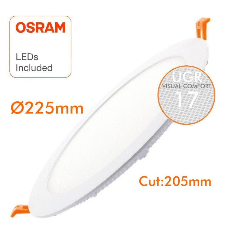 24W Slim Circular Recessed LED Downlight OSRAM Chip 4000K Cut-out 205mm - Downlights