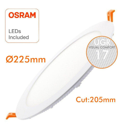 24W Slim Circular Recessed LED Downlight OSRAM Chip 4000K Cut-out 205mm - Ceiling Light Fixtures - Downlights