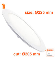 24W Slim Circular Recessed LED Downlight with OSRAM Chip 3 CCT - Ceiling Light Fixtures - Panels
