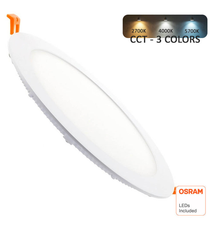 24W Slim Circular Recessed LED Downlight with OSRAM Chip 3 CCT - Ceiling Light Fixtures - Panels