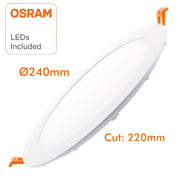 24W Slim Circular Recessed LED Downlight with OSRAM Chip Cut-out 220mm 4000K - Ceiling Light Fixtures - Downlights