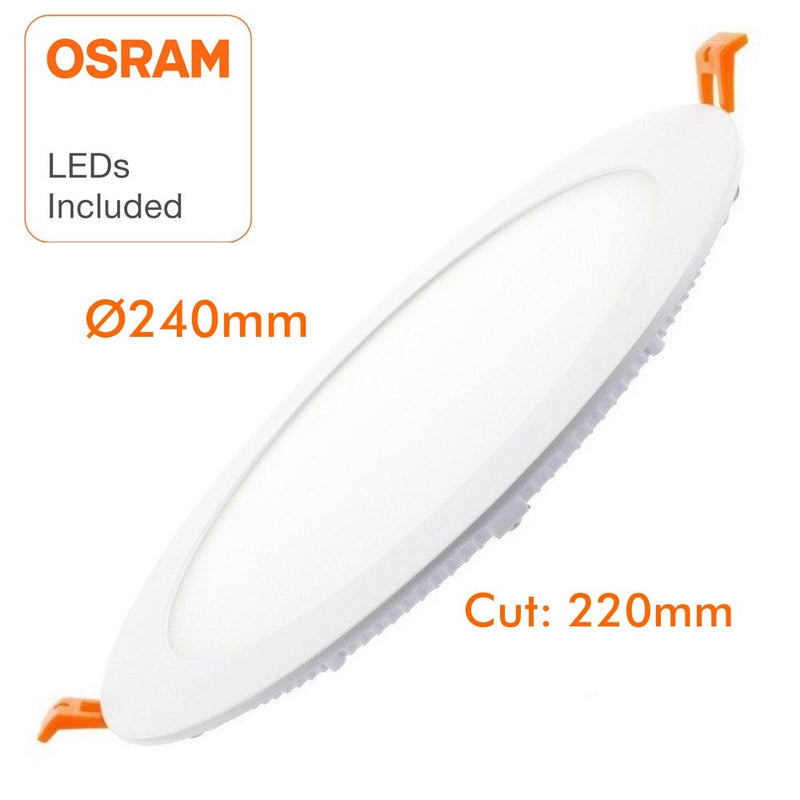 24W Slim Circular Recessed LED Downlight with OSRAM Chip Cut-out 220mm 4000K - Ceiling Light Fixtures - Downlights