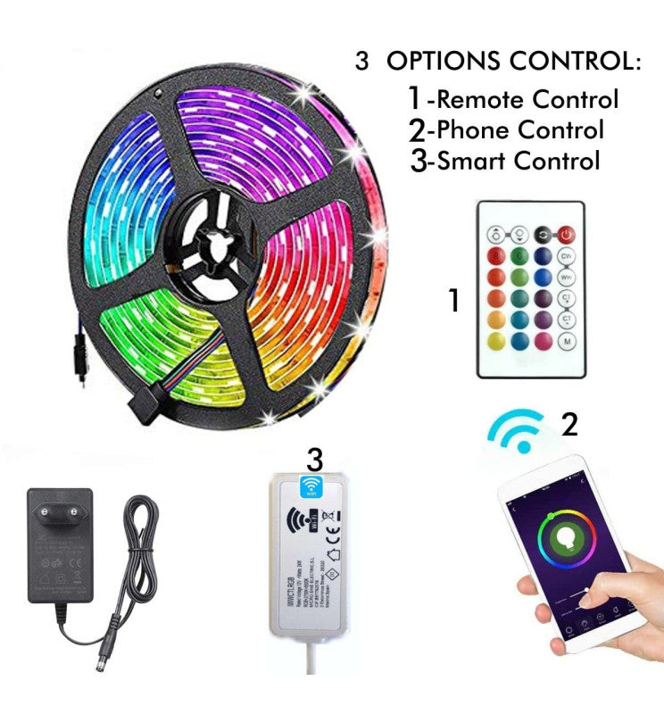 24W Dimmable Smart WiFi LED Strip 5m 12V with Remote Control