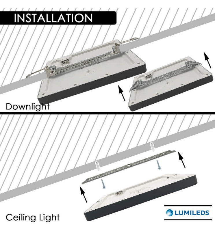 24W Square MOSS LED Ceiling Light in Black 3 CCT with Adjustable Cut-Out - Ceiling Light Fixtures - Downlights