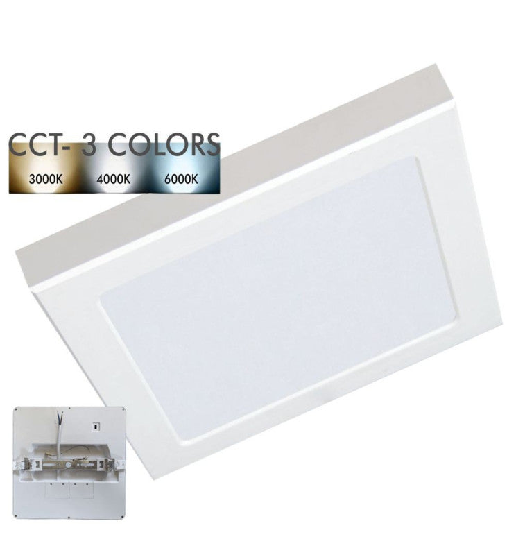 24W Square MOSS LED Ceiling Light in White 3 CCT with Adjustable Cut-Out - LED ceiling lighting