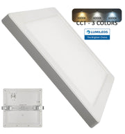 24W Square MOSS LED Ceiling Light in White 3 CCT with Adjustable Cut-Out - LED ceiling lighting
