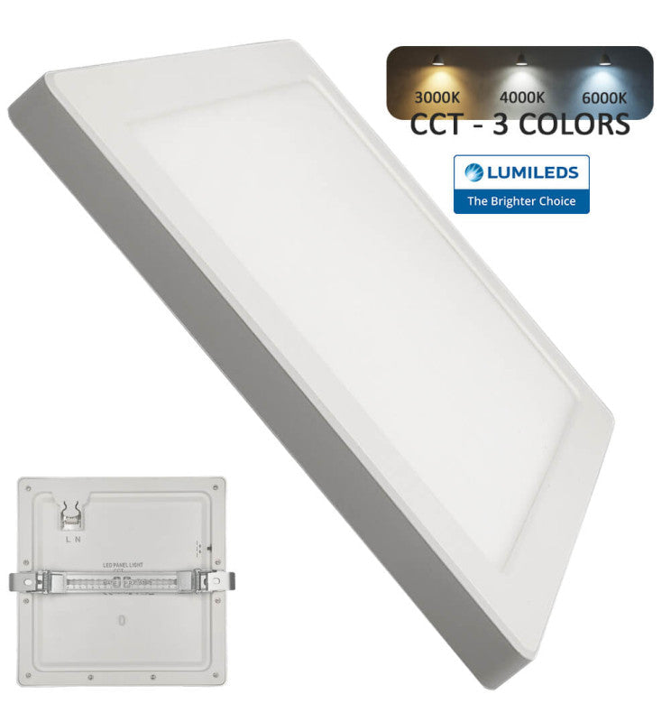 24W Square MOSS LED Ceiling Light in White 3 CCT with Adjustable Cut-Out - LED ceiling lighting