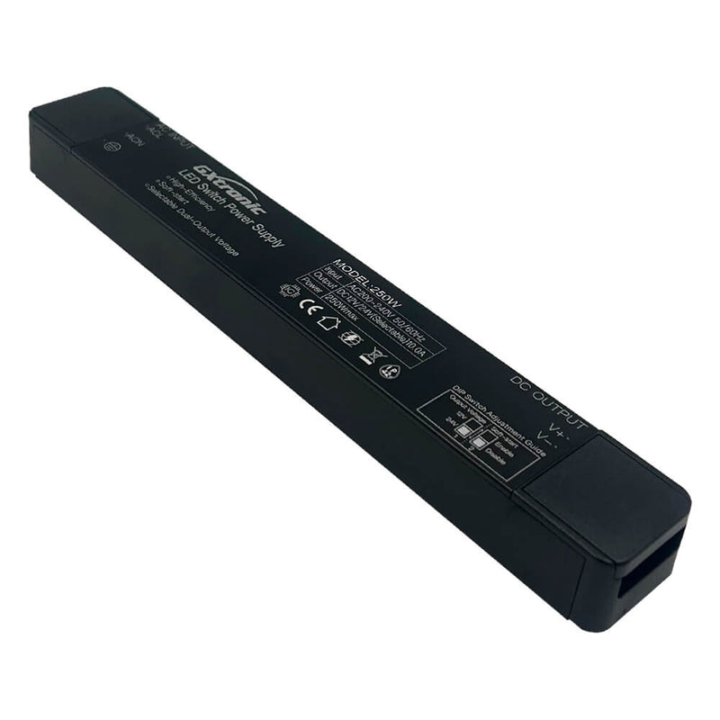 250W Slim GXtronic Power Supply Selectable Dual Output 12V/24VDC 10A IP42