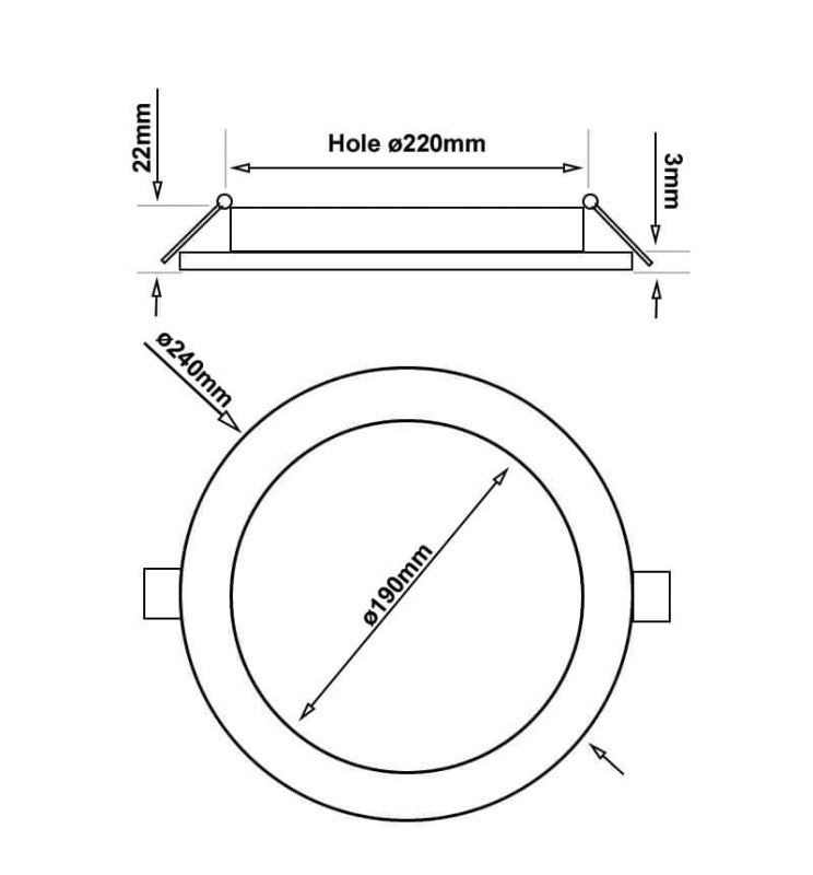 26W Slim LED Downlight with OSRAM Chip 3 CCT Cut-out 220mm - Ceiling Light Fixtures - Panels