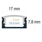 2m U-Shaped Surface Aluminum Profile 17mm x 7.8mm - Accessories